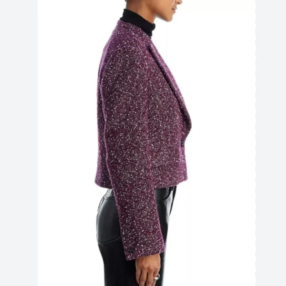 NWT rag & bone Valerie Wool Tweed Blazer Burgundy - Picture 3 of 9